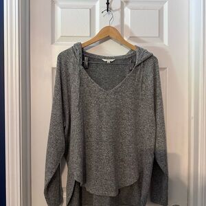 Lucky Brand Heather Gray V-Neck Hoodie